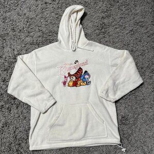 2000s Disney White Winnie the Pooh Fleece Embroidered Jacket Size L